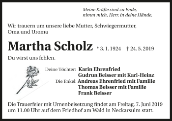 Traueranzeige von Martha Scholz 