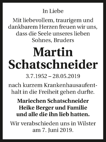 Traueranzeige von Martin Schatschneider 