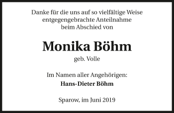 Traueranzeige von Monika Böhm 