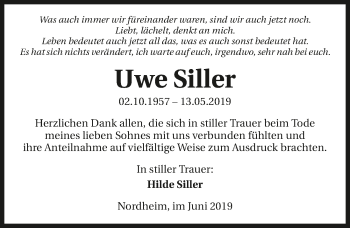 Traueranzeige von Uwe Siller 