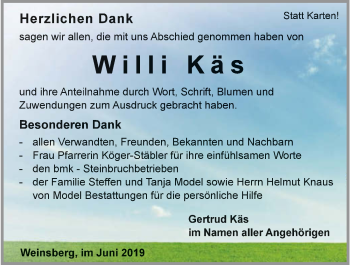 Traueranzeige von Willi Käs 