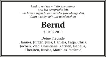 Traueranzeige von Bernd Jooss 