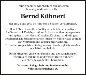 Traueranzeige von Bernd Kühnert 