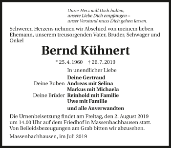 Traueranzeige von Bernd Kühnert 