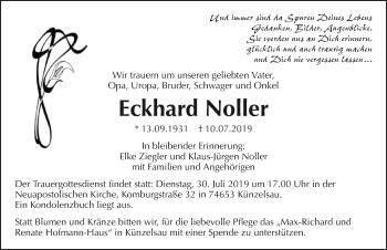Traueranzeige von Eckhard Noller 