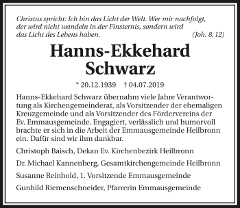 Traueranzeige von Hanns-Ekkehard Schwarz 
