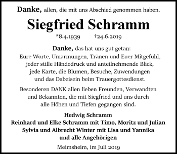 Traueranzeige von Siegfried Schramm 