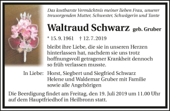 Traueranzeige von Waltraud Schwarz 