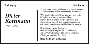 Traueranzeige von Dieter Kottmann 