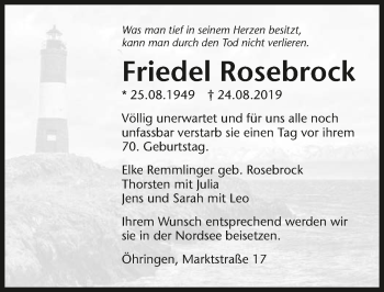 Traueranzeige von Friedel Rosebrock 