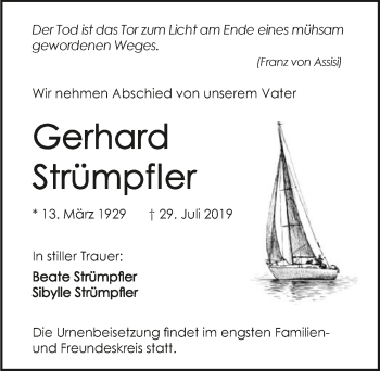 Traueranzeige von Gerhard Strümpfler 