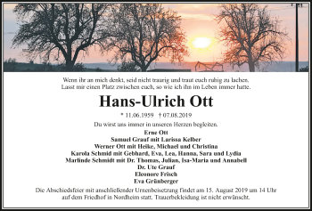 Traueranzeige von Hans-Ulrich Ott 