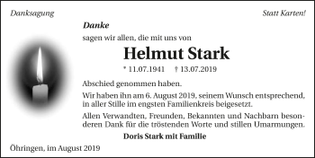 Traueranzeige von Helmut Stark 