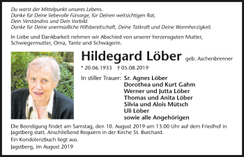 Traueranzeige von Hildegard Löber 