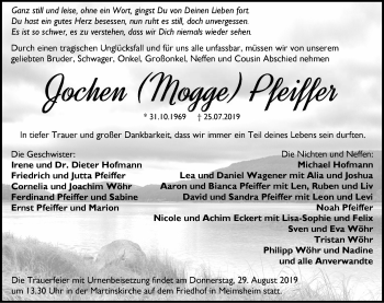 Traueranzeige von Jochen Pfeiffer 