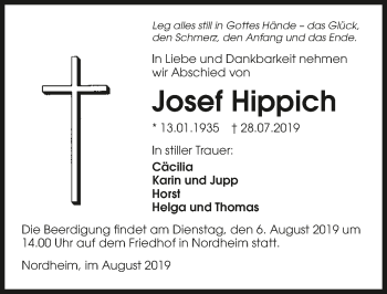 Traueranzeige von Josef Hippich 