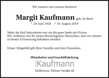 Traueranzeige von Margit Kaufmann 