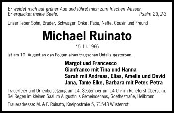 Traueranzeige von Michael Ruinato 