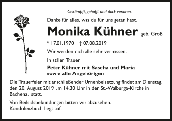 Traueranzeige von Monika Kühner 