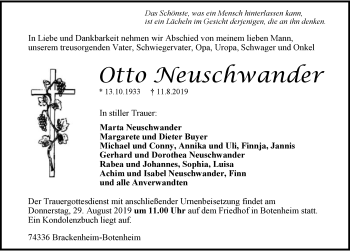 Traueranzeige von Otto Neuschwander 