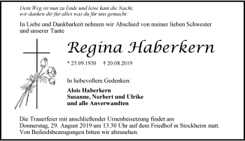 Traueranzeige von Regina Haberkern 