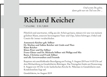 Traueranzeige von Richard Keicher 