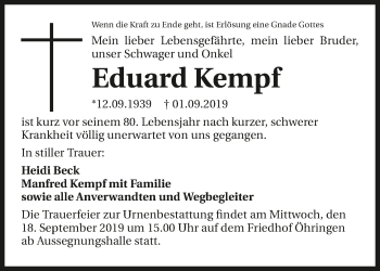 Traueranzeige von Eduard Kempf 