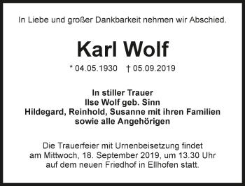 Traueranzeige von Karl Wolf 