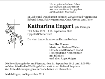 Traueranzeige von Katharina Engert 