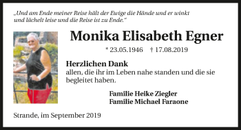 Traueranzeige von Monika Elisabeth Egner 