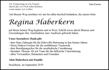 Traueranzeige von Regina Haberkern 