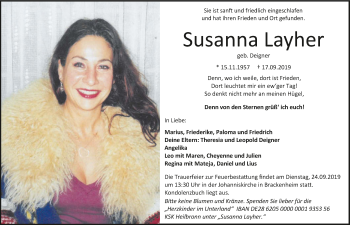 Traueranzeige von Susanna Layher 