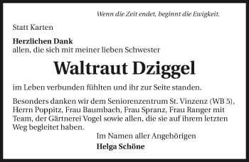 Traueranzeige von Waltraut Dziggel 