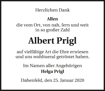 Traueranzeige von Albert Prigl 