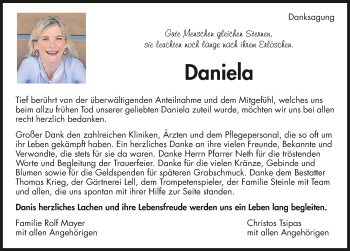 Traueranzeige von Daniela Mayer 