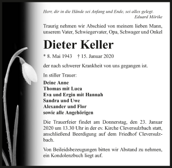Traueranzeige von Dieter Keller 