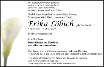 Traueranzeige von Erika Löbich 