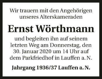 Traueranzeige von Ernst Wörthmann 