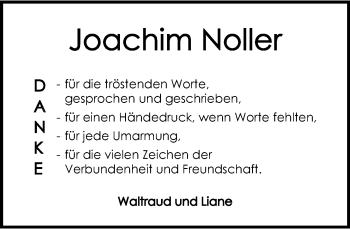 Traueranzeige von Joachim Noller 