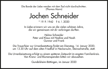 Traueranzeige von Jochen Schneider 