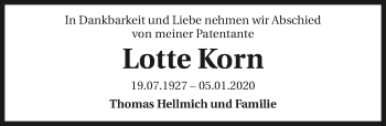 Traueranzeige von Lotte Korn 