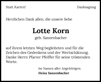 Traueranzeige von Lotte Korn 