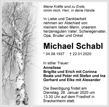 Traueranzeige von Michael Schabl 