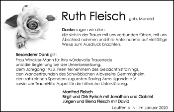 Traueranzeige von Ruth Fleisch 