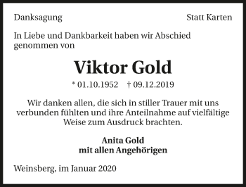 Traueranzeige von Viktor Gold 