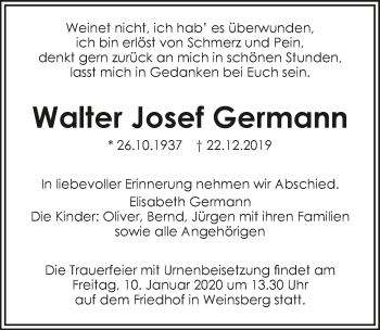 Traueranzeige von Walter Josef Germann 
