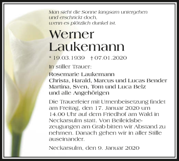 Traueranzeige von Werner Laukemann 