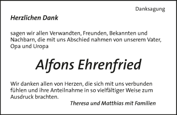 Traueranzeige von Alfons Ehrenfried von GESAMT