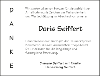 Traueranzeige von Doris Seiffert von GESAMT