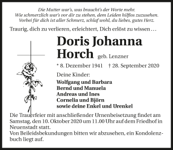 Traueranzeige von Doris Johanna Horch